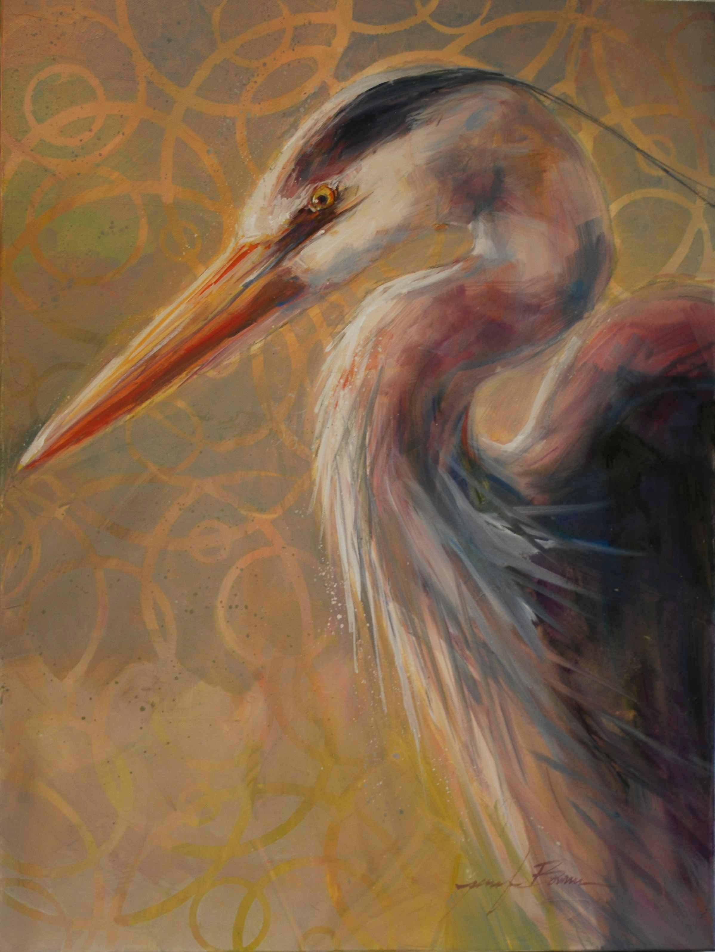 Stately in Greys, 18x24 acrylic, $975