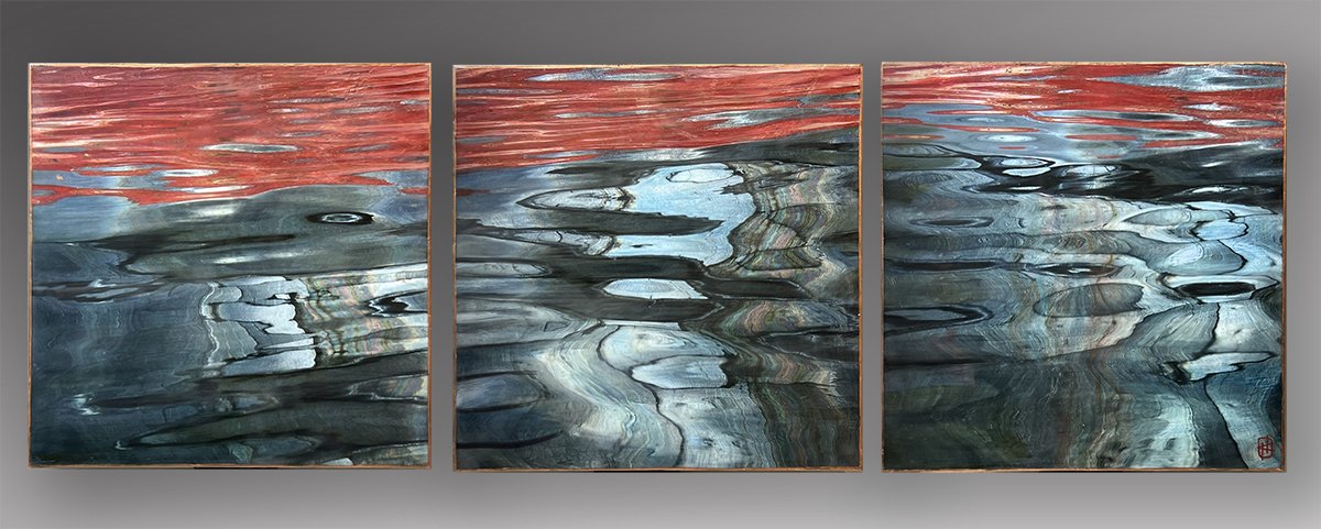 Borealis Blues, 16x48 photo encaustic, $1200