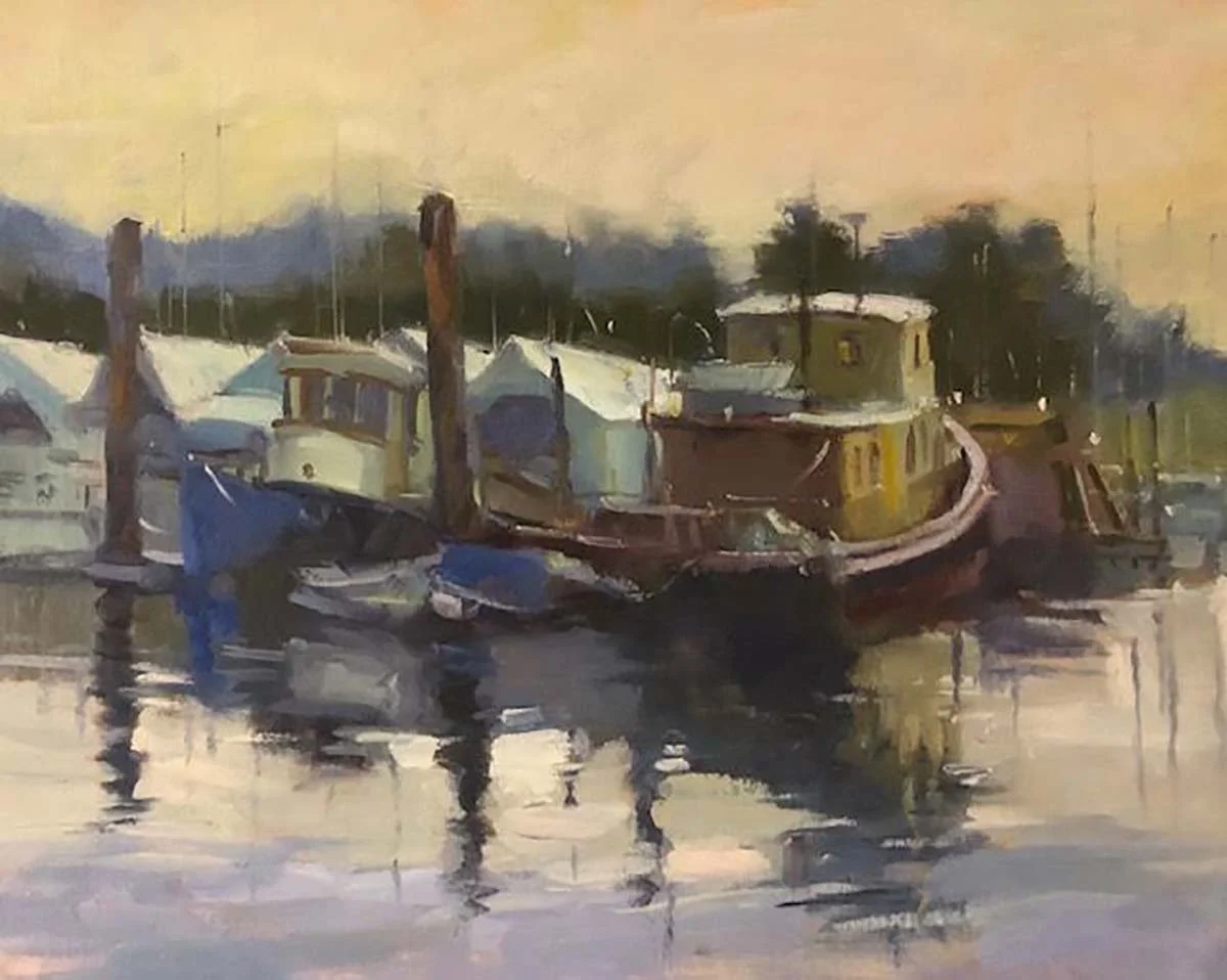 Poulsbo Morning at the Docks  16x20 oil.  $1920