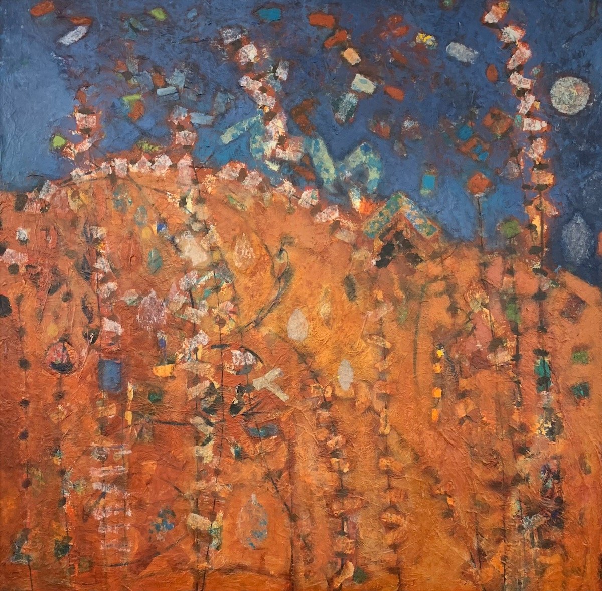 Warm Night, 30" x 30" mixed media. $3200.