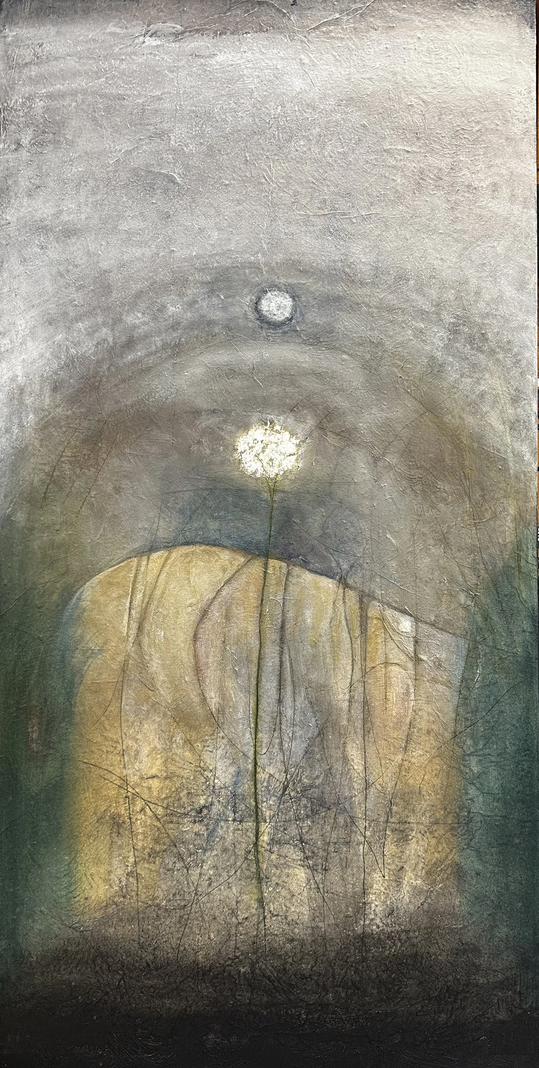Moonflower, 48x24 mixed media, $4500