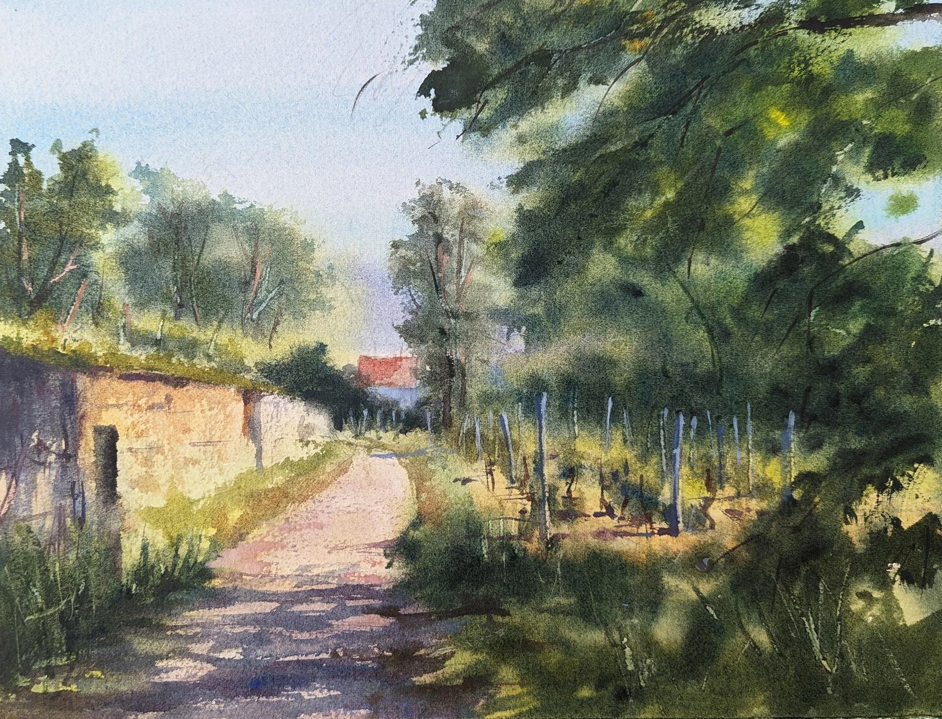 Suzanne Powers; Vineyard Walk, 9x12 watercolor, $550