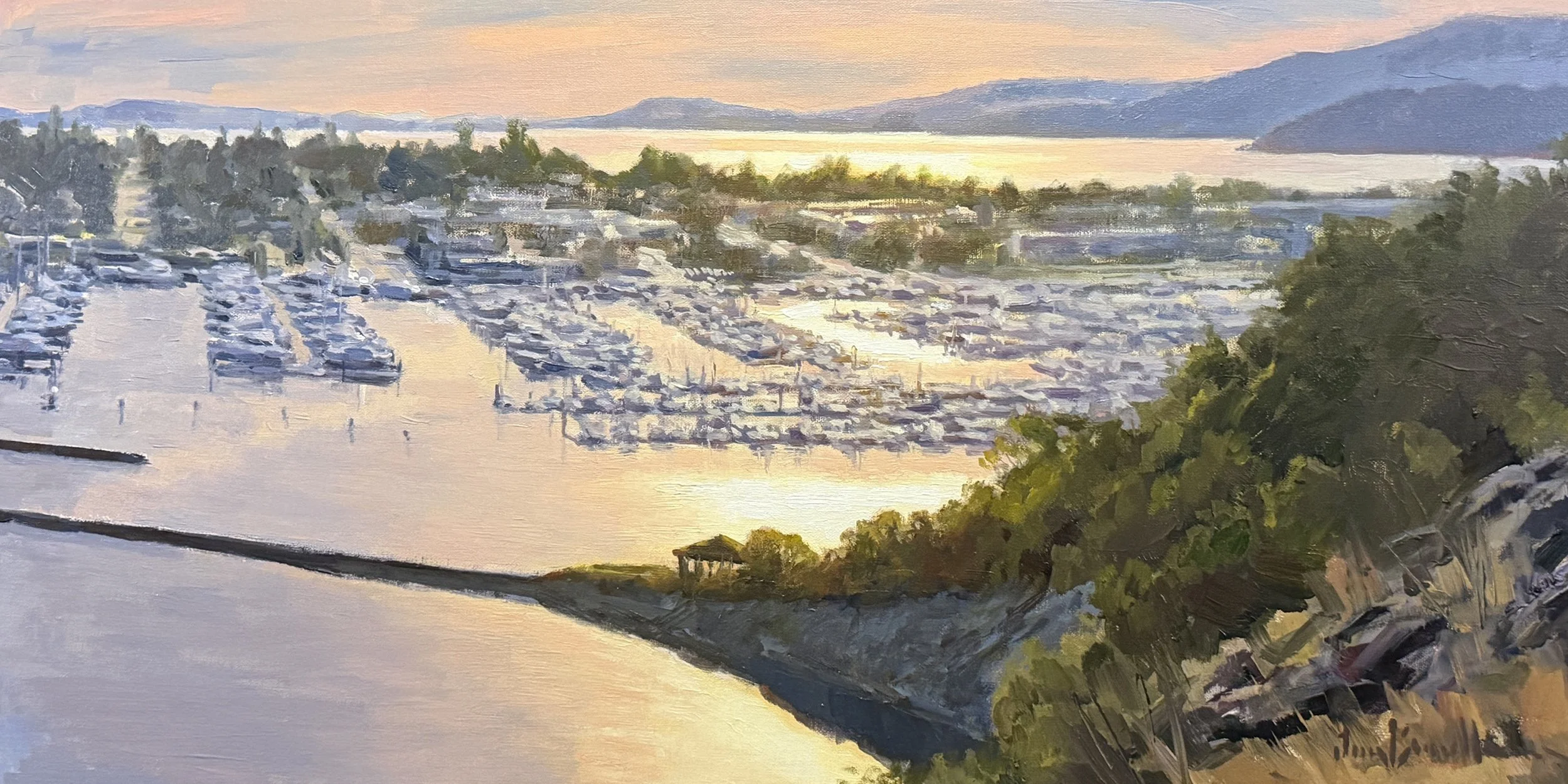 Cap Sante Evening, 12x24 oil, $990