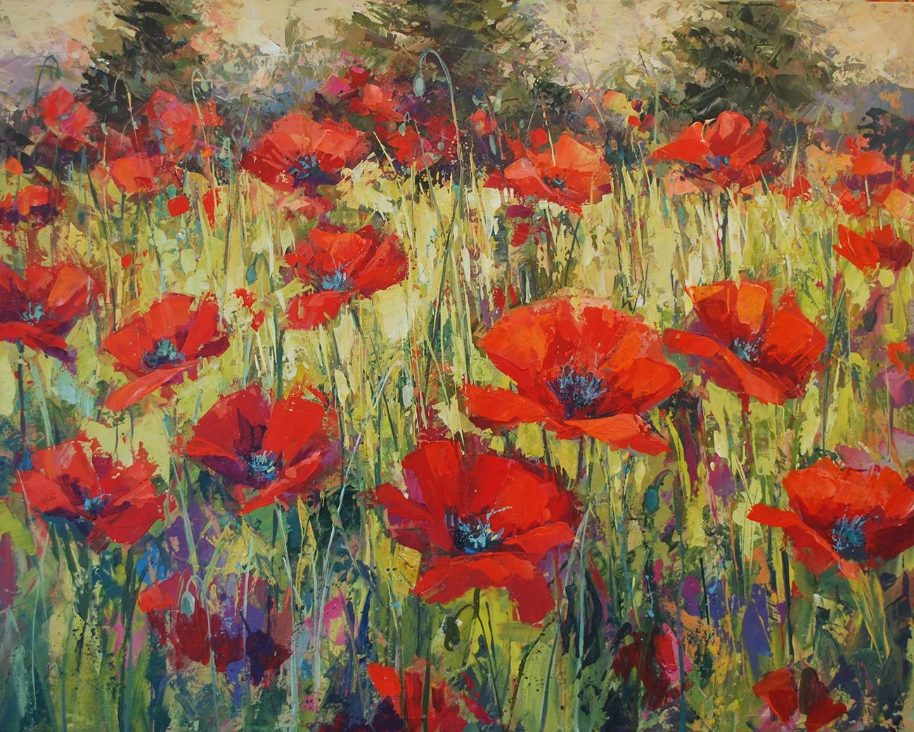 Knee Deep in Poppies, 24x30 acrylic, $1700