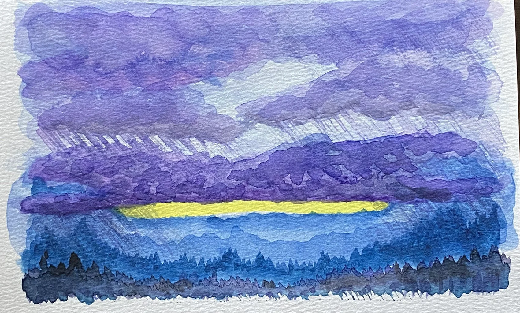 Jes Sarr Lewis, Purple Storm, 8x10 watercolor, $325