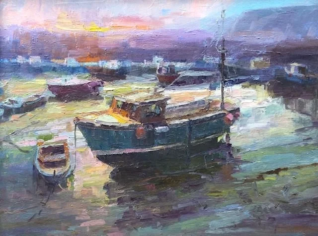 Sunset at Mevagissey 18x24 oil.  $2400
