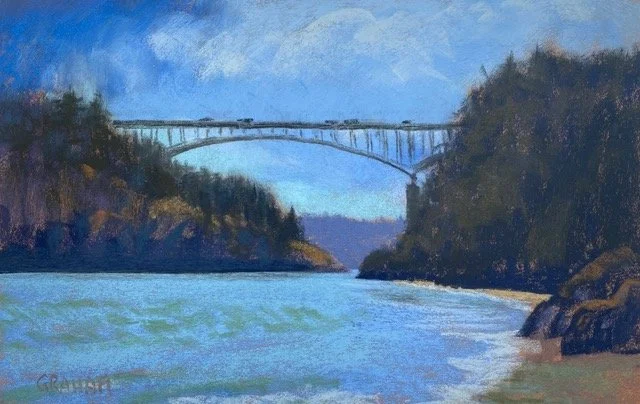 Deception Pass Bridge, 12x18 Soft Pastels, $985