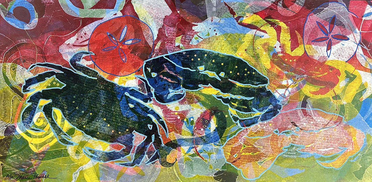 Dungies A/P, varied edition, 12x24 Original monoprint, oil based inks on 100% Rag on board, archival varnish, $975
