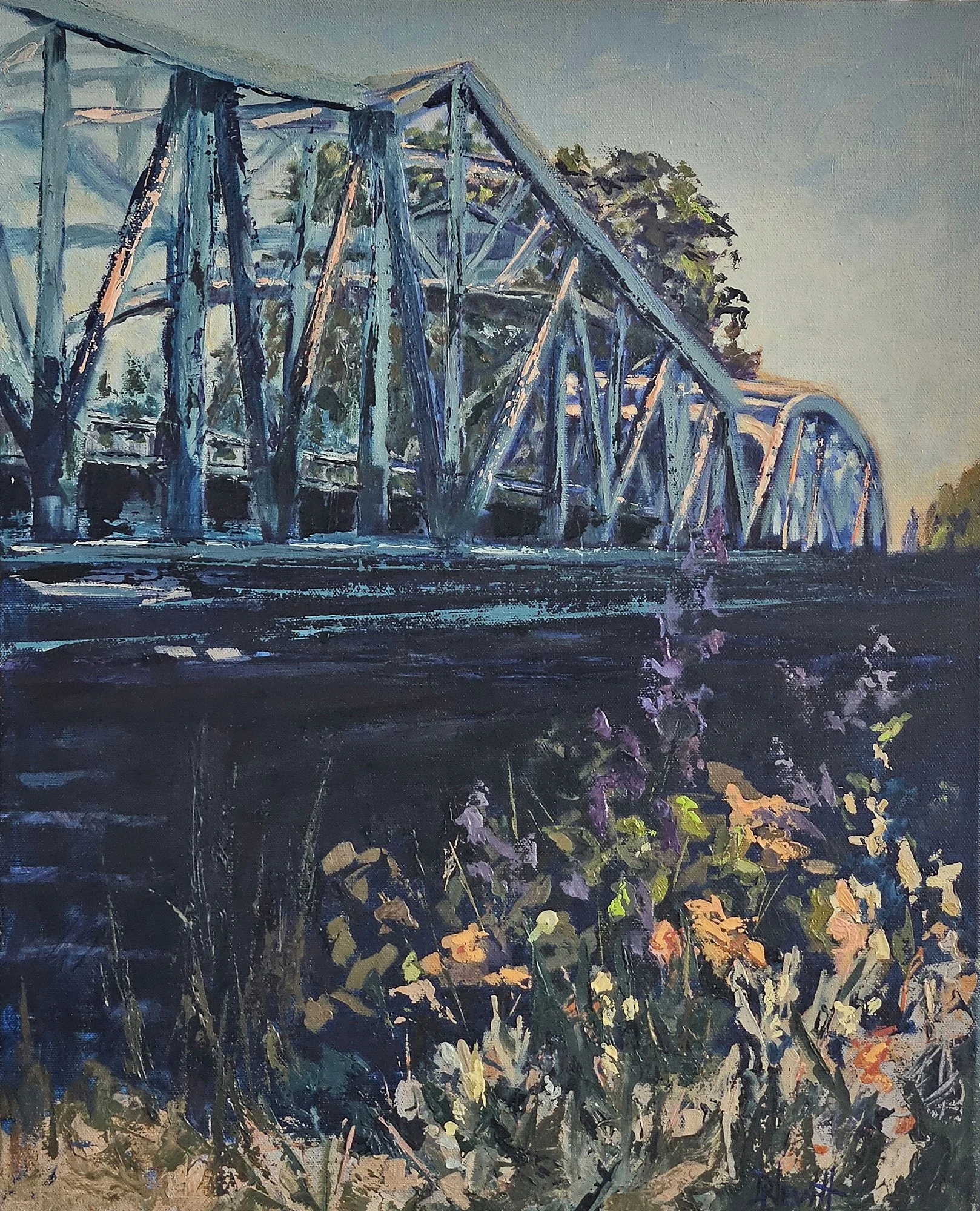 Bridge at Sunset, 16 x 20 oil, $700