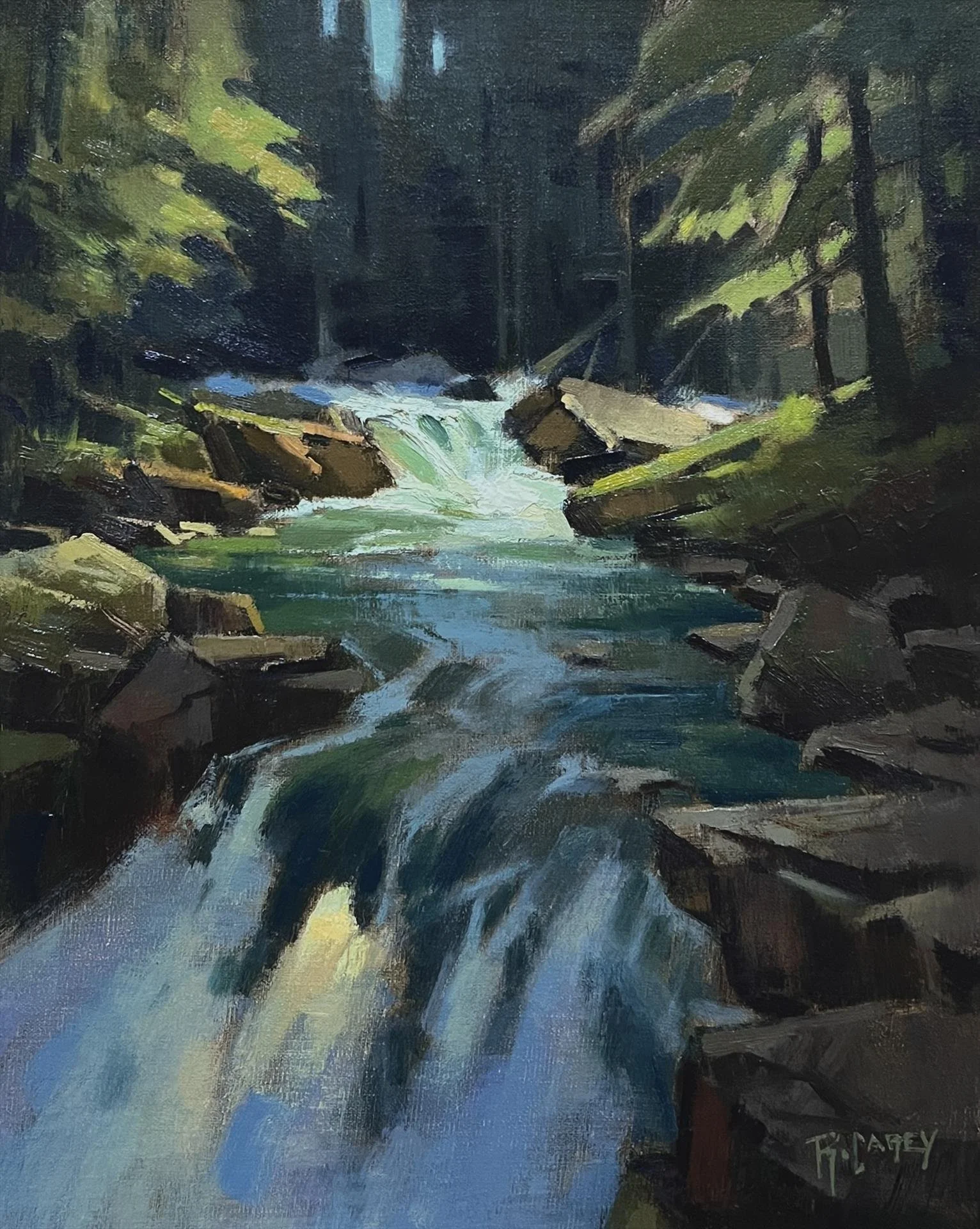 Rowan Carey; Where the light falls, 14x11 oil, $750