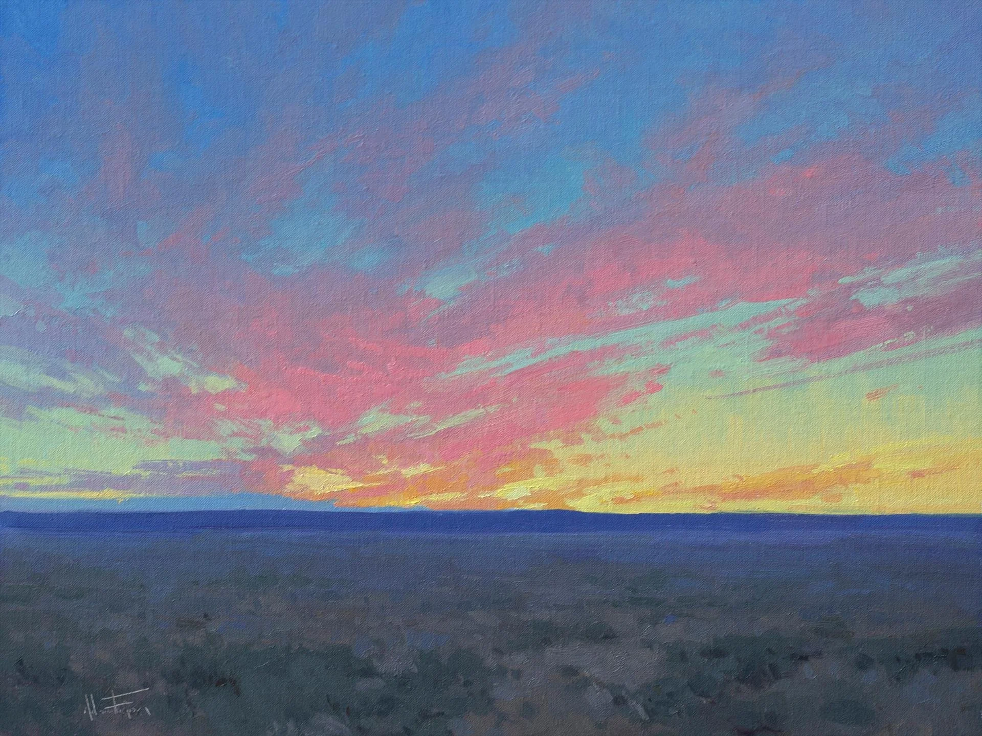 Melanie Thompson; Sageland Sunset, 11x14 oil, $1100 SOLD