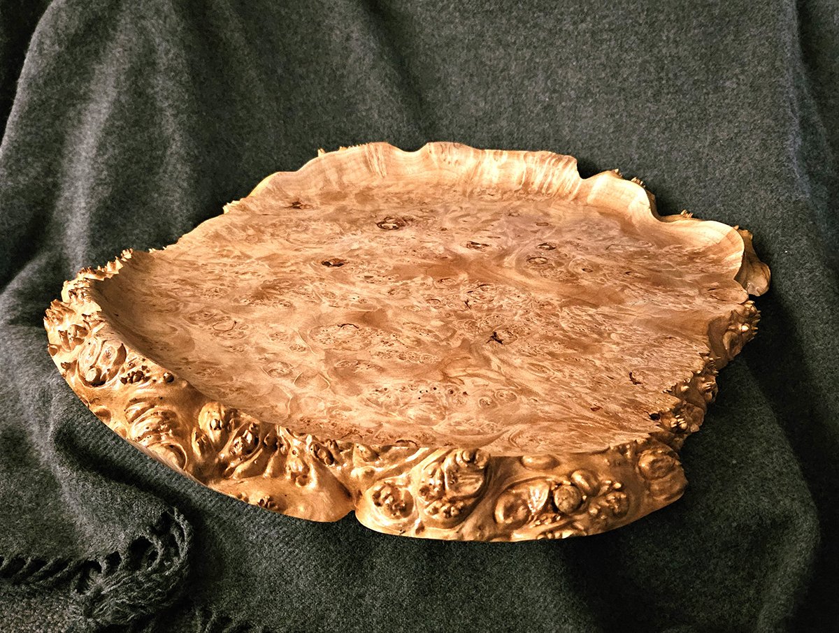 #3217 Maple Burl Platter, 19X3, $1400