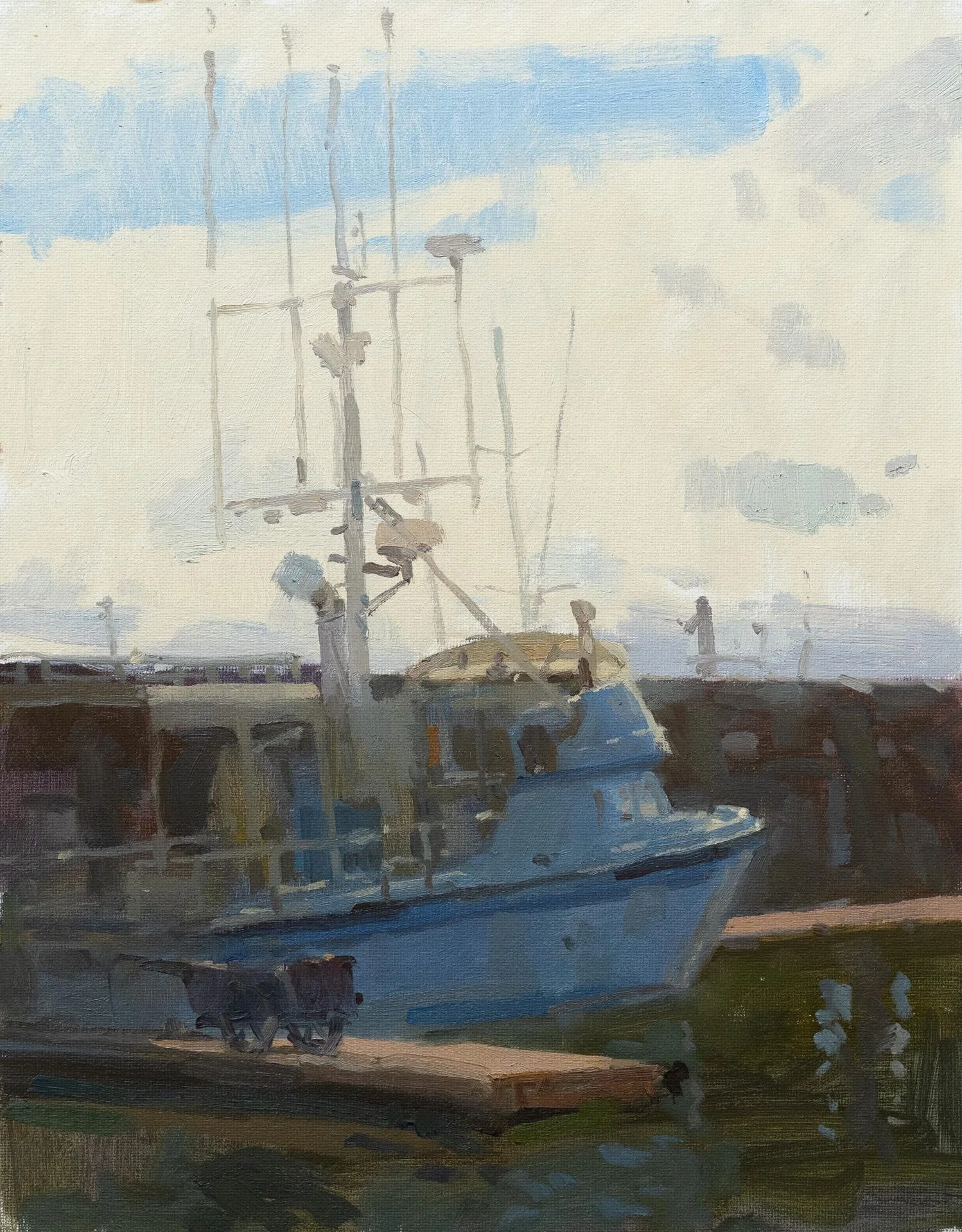 Aaron Coberly - Little Blue Boat; 14x11 oil, $1400