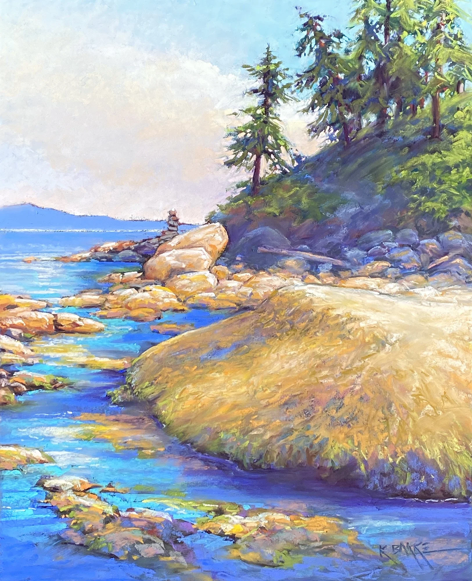 Sea Cairn, 20x16 soft pastel, $900