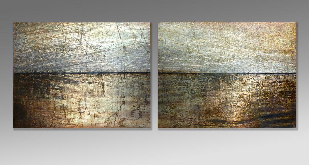 Homage to Tobey diptych, 16x21 each, photo encaustic, $850 SOLD