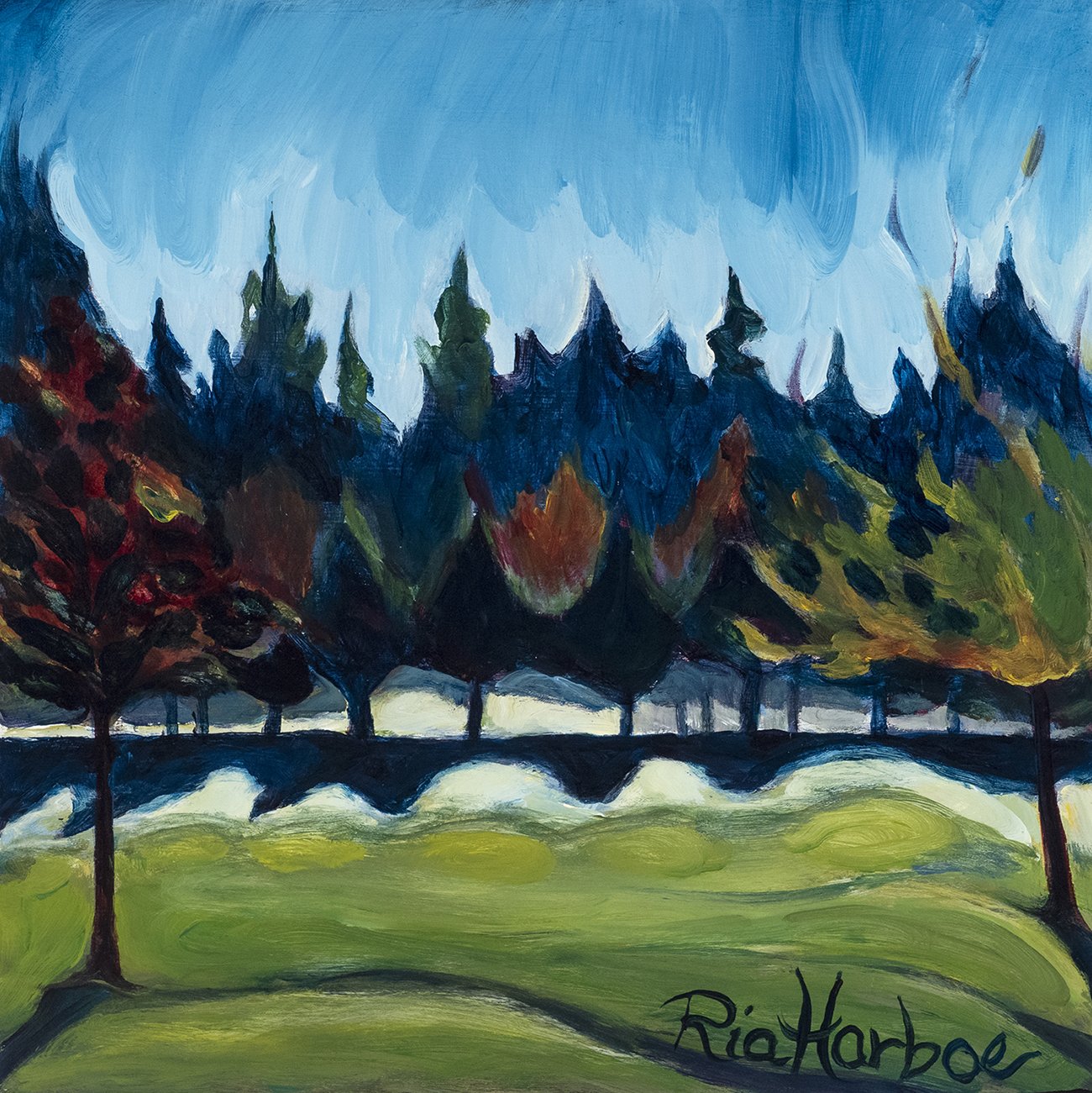 Foggy Line, 8x8 acrylic, $250
