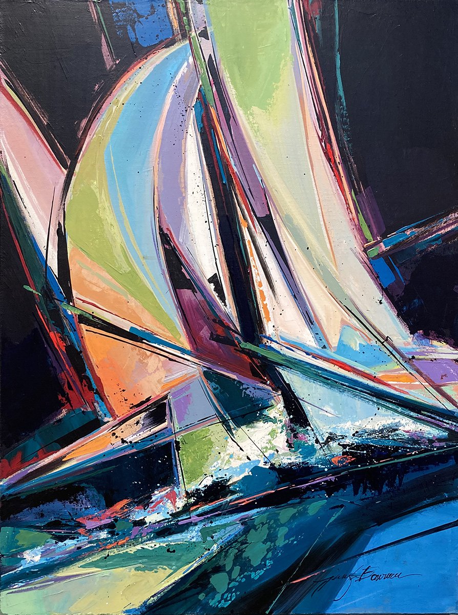Stained Glass Sails, 18x24 acrylic, $800 SOLD