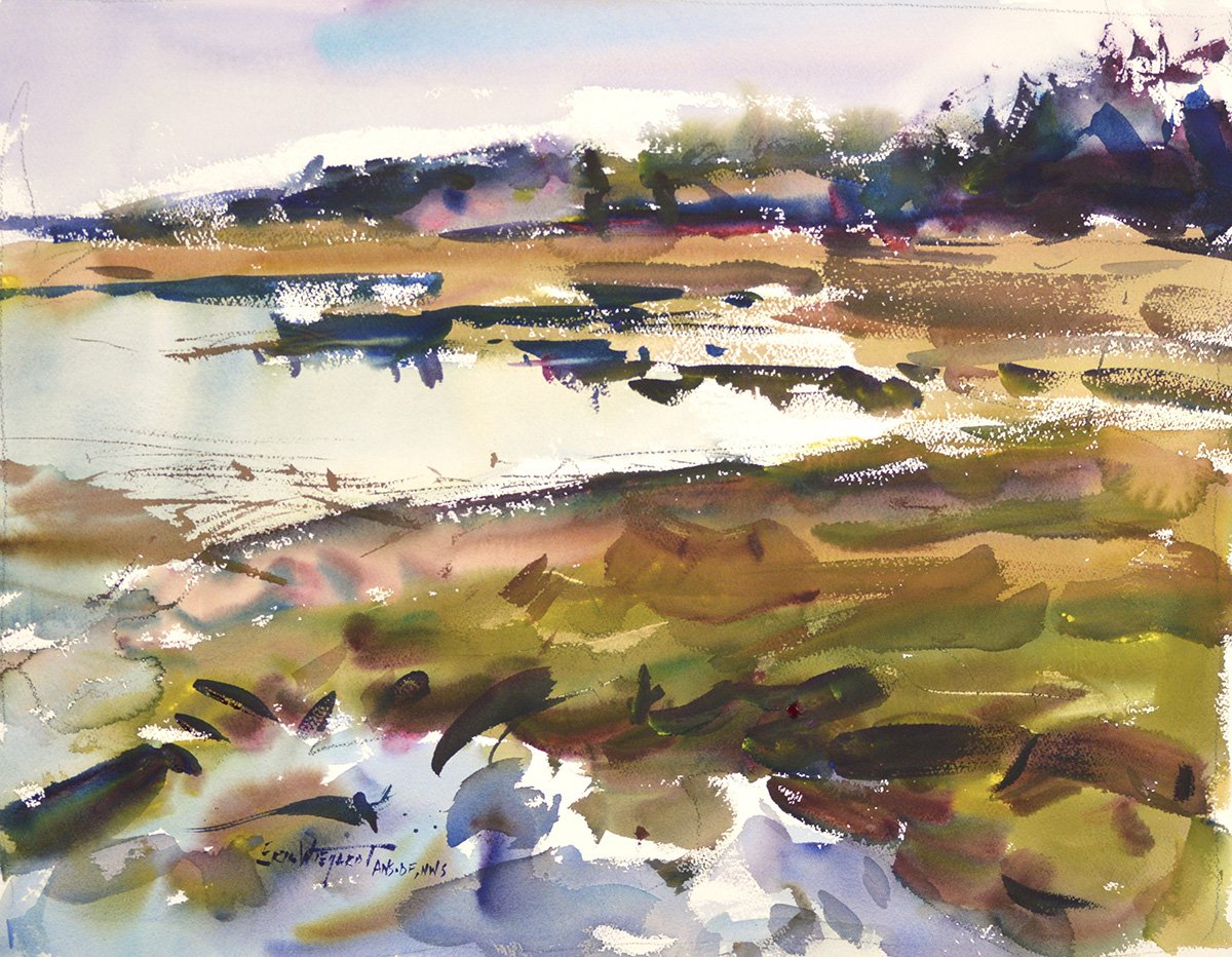 Tidal Morning, 32x26 watercolor, $2075