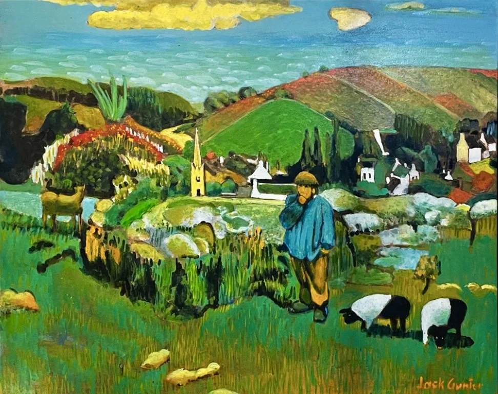 Swineherder, inspired by Paul Gauguin, 24x30 egg tempera, $3200