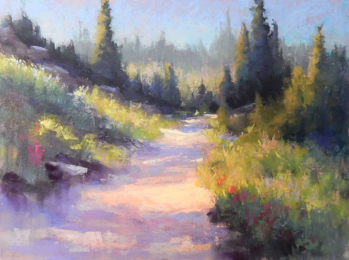 Trekking Through the Meadow, 12x16 pastel, $925