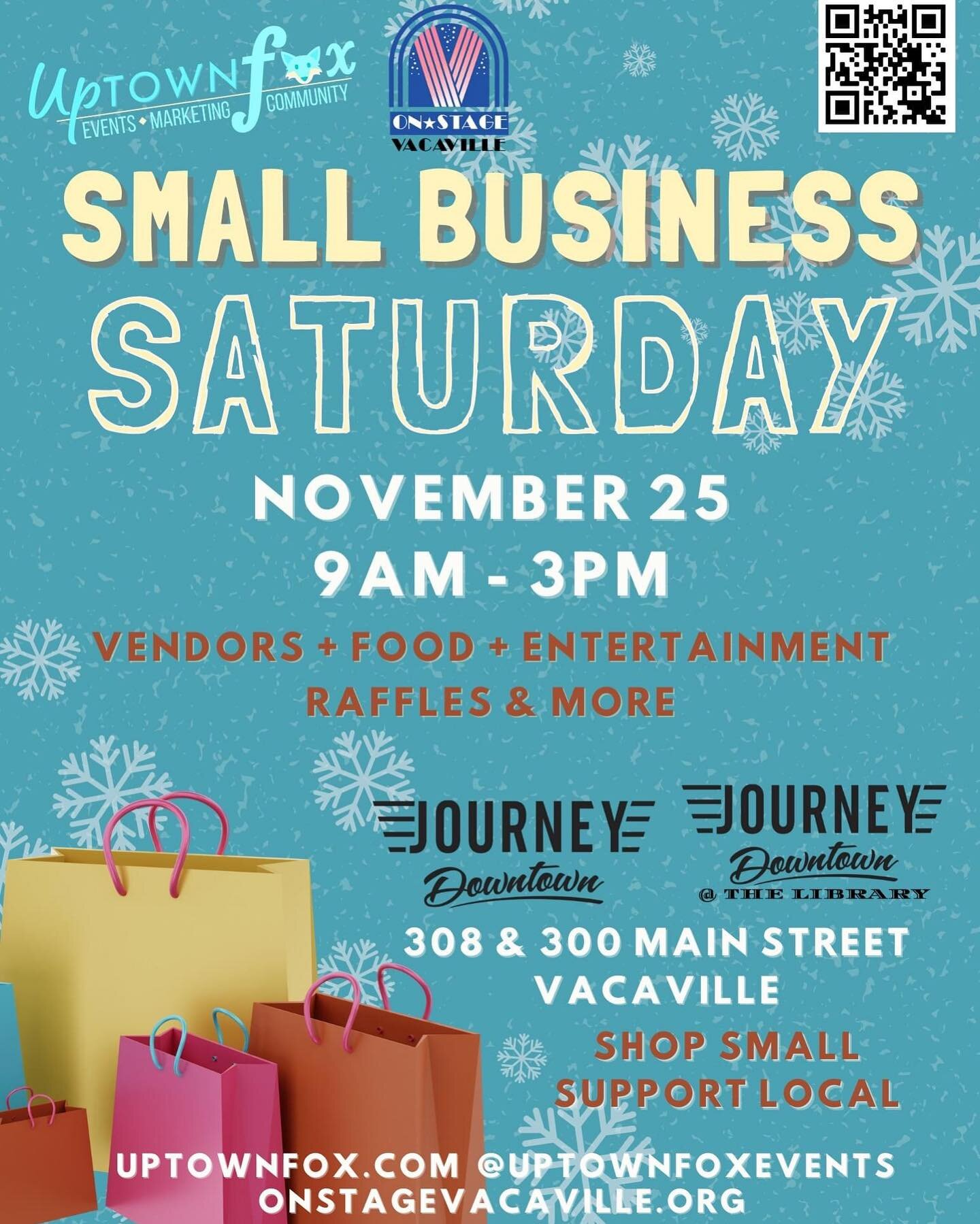 Shop small and support the arts! This weekend, I&rsquo;m collaborating with @onstagevacaville to host crafters and artists at @journeydowntown and at 318 Main Street next to @joyfulartstudio.vacaville in @downtownvaca for #smallbusinesssaturday! We&r