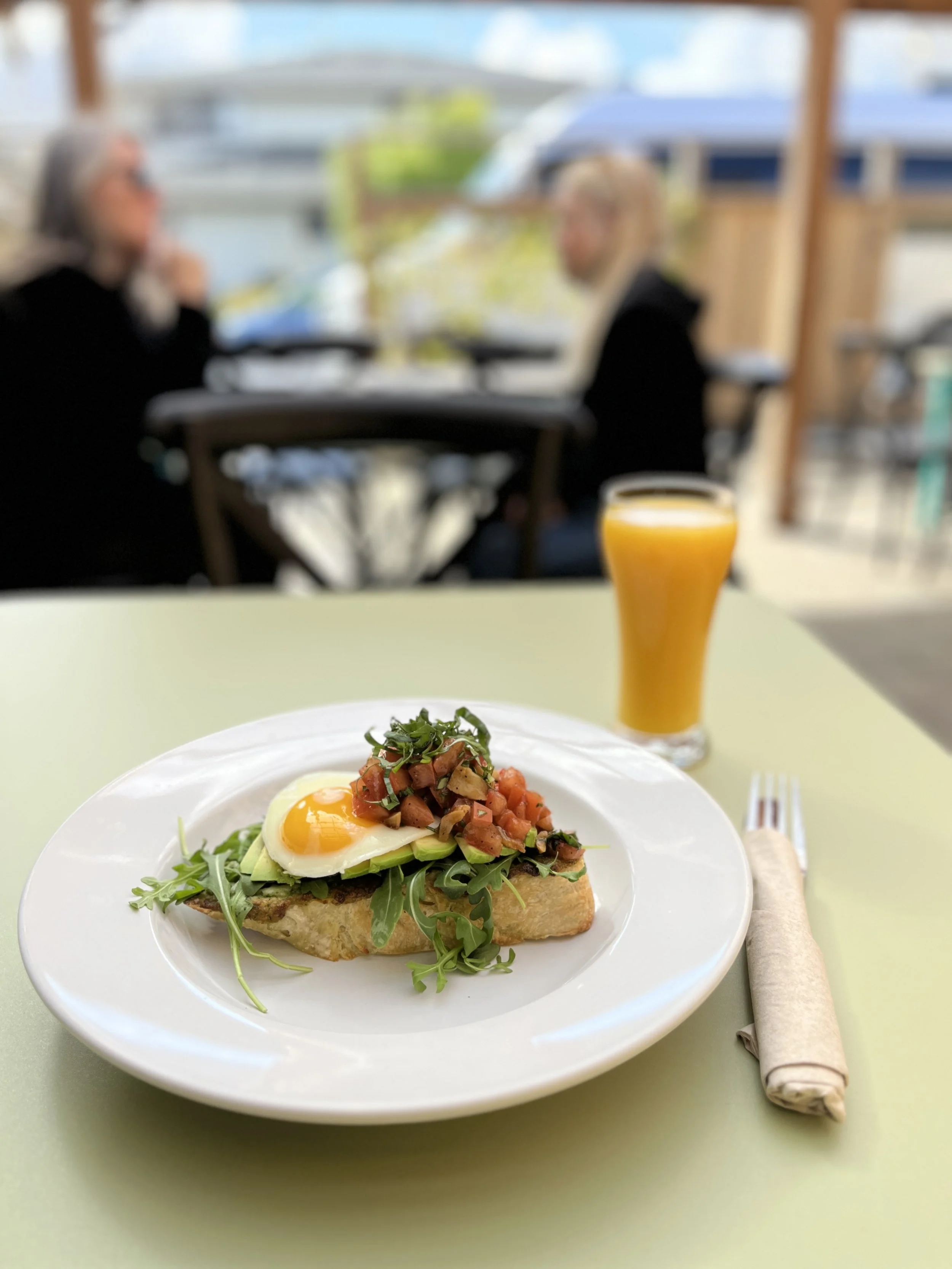 avocado toast on the patio