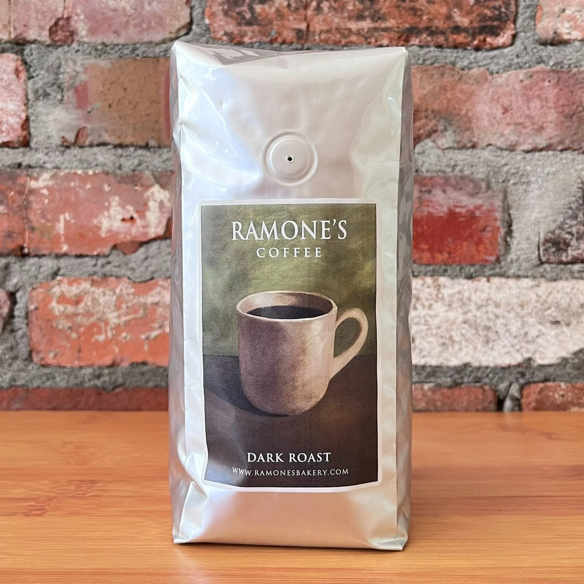 Ramone's dark roast coffee package