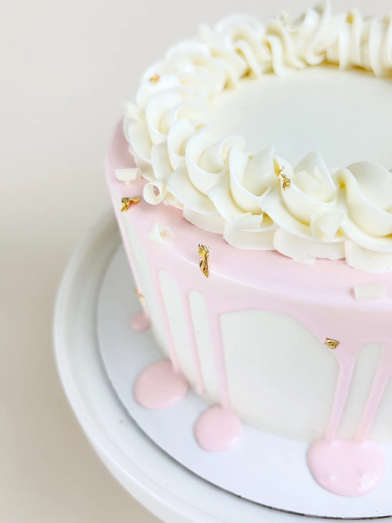 Elevated Pink Champagne Cake Close Up
