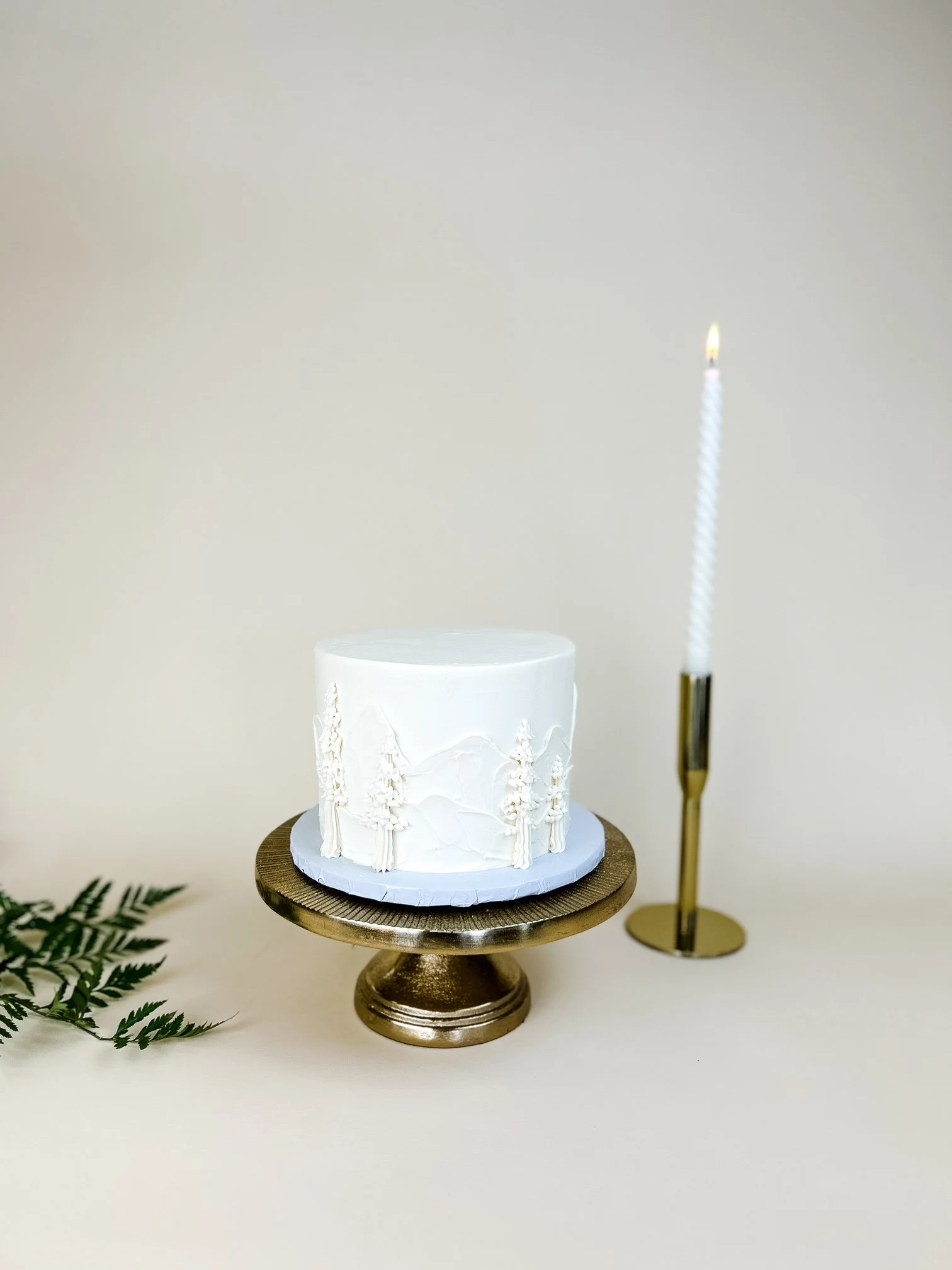 painted redwood trees cake with candle