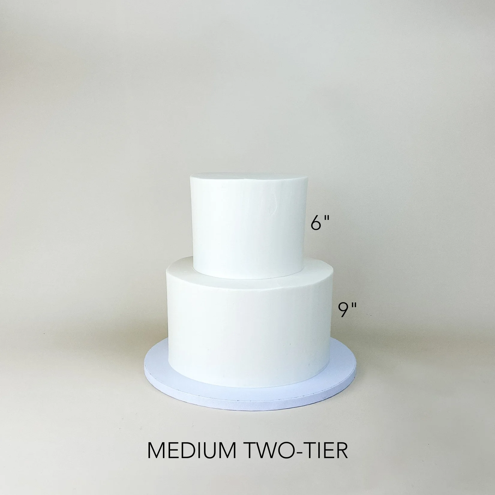size reference of 6" and 9" tiered cake