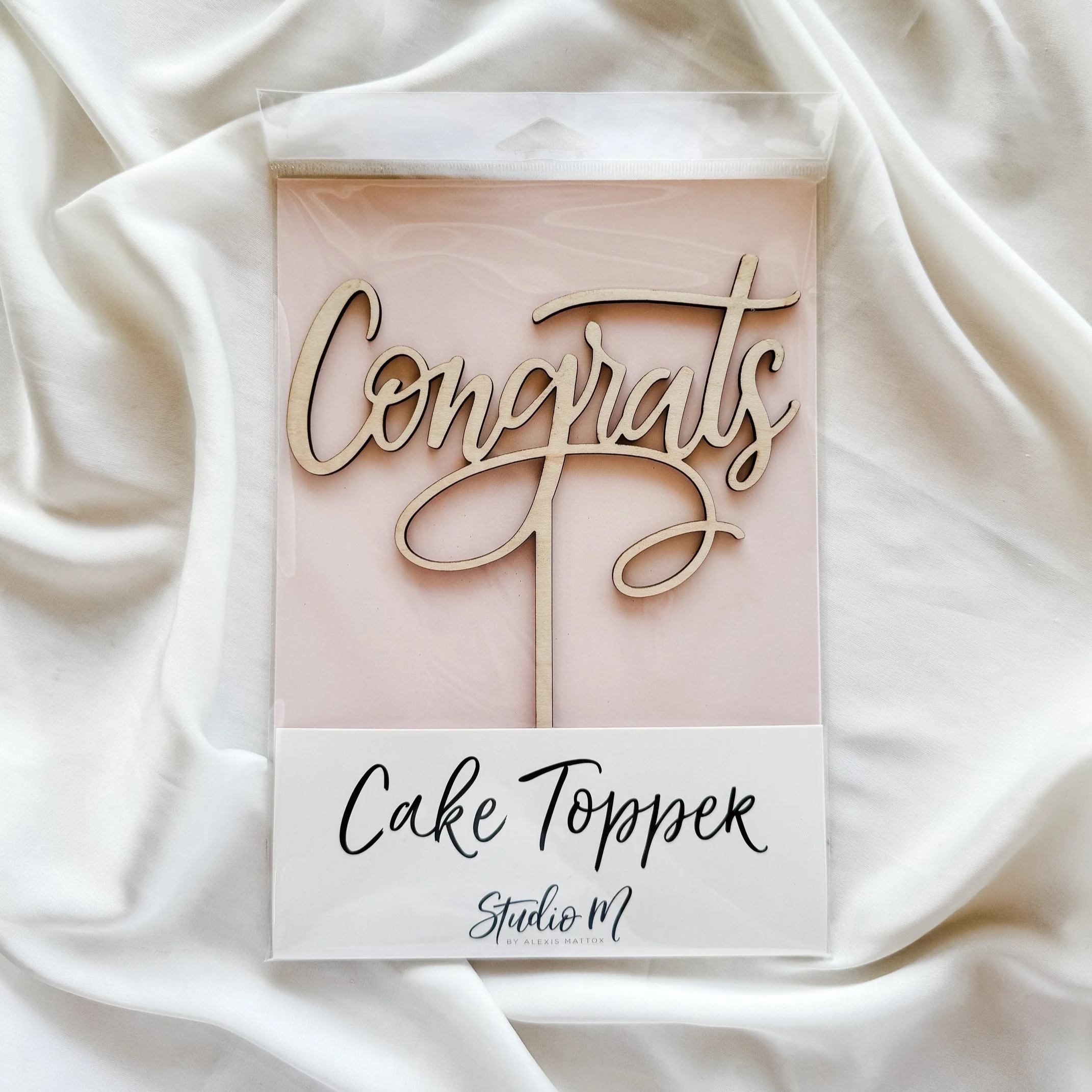 'Congrats' Wooden Cake Topper