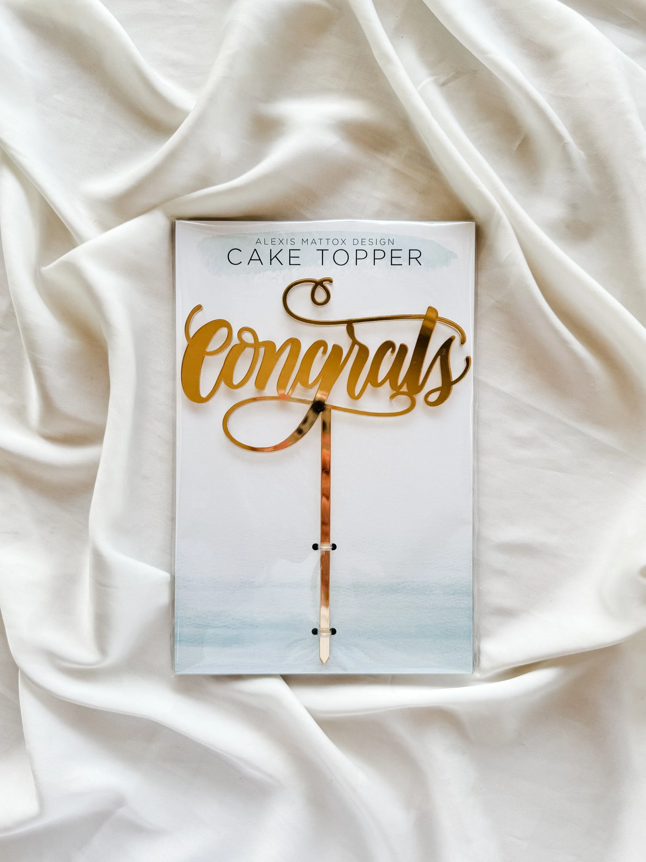 'Congrats' Cake Topper - Golden