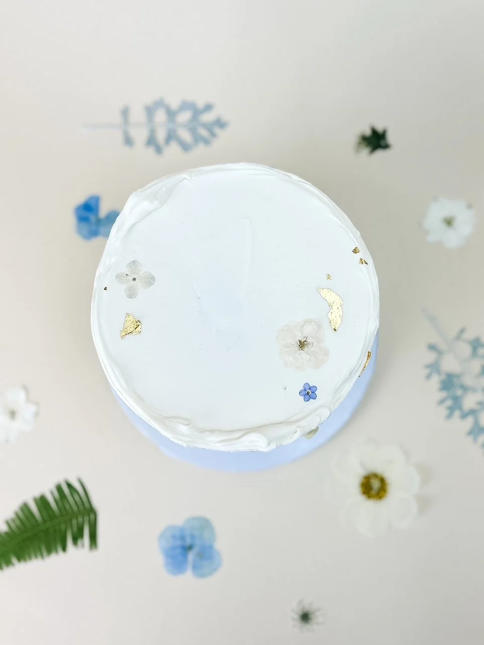 close up of pressed flower cake