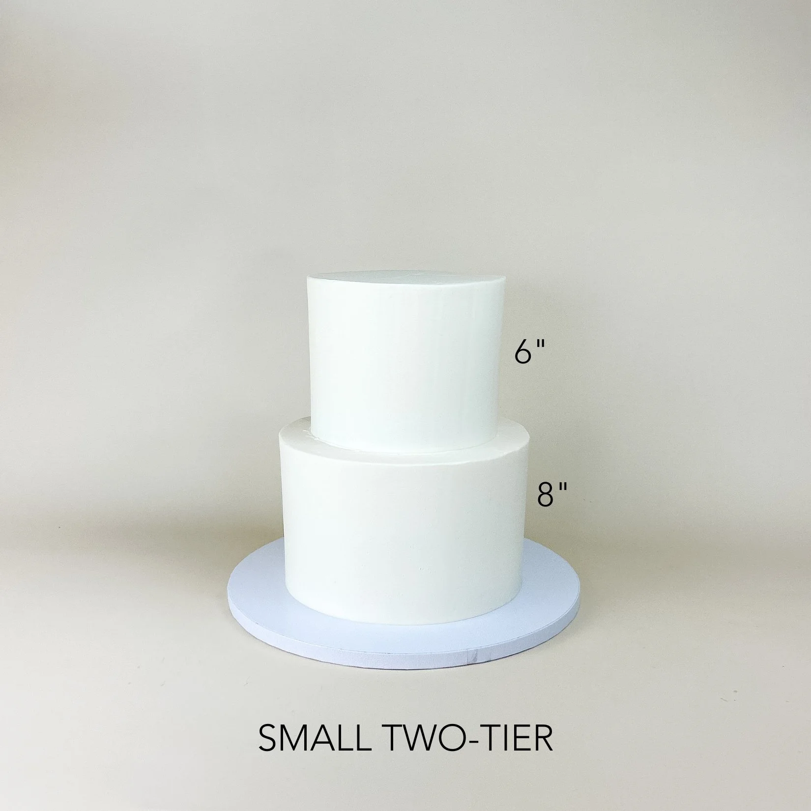 size reference of 6" and 8" tiered cake
