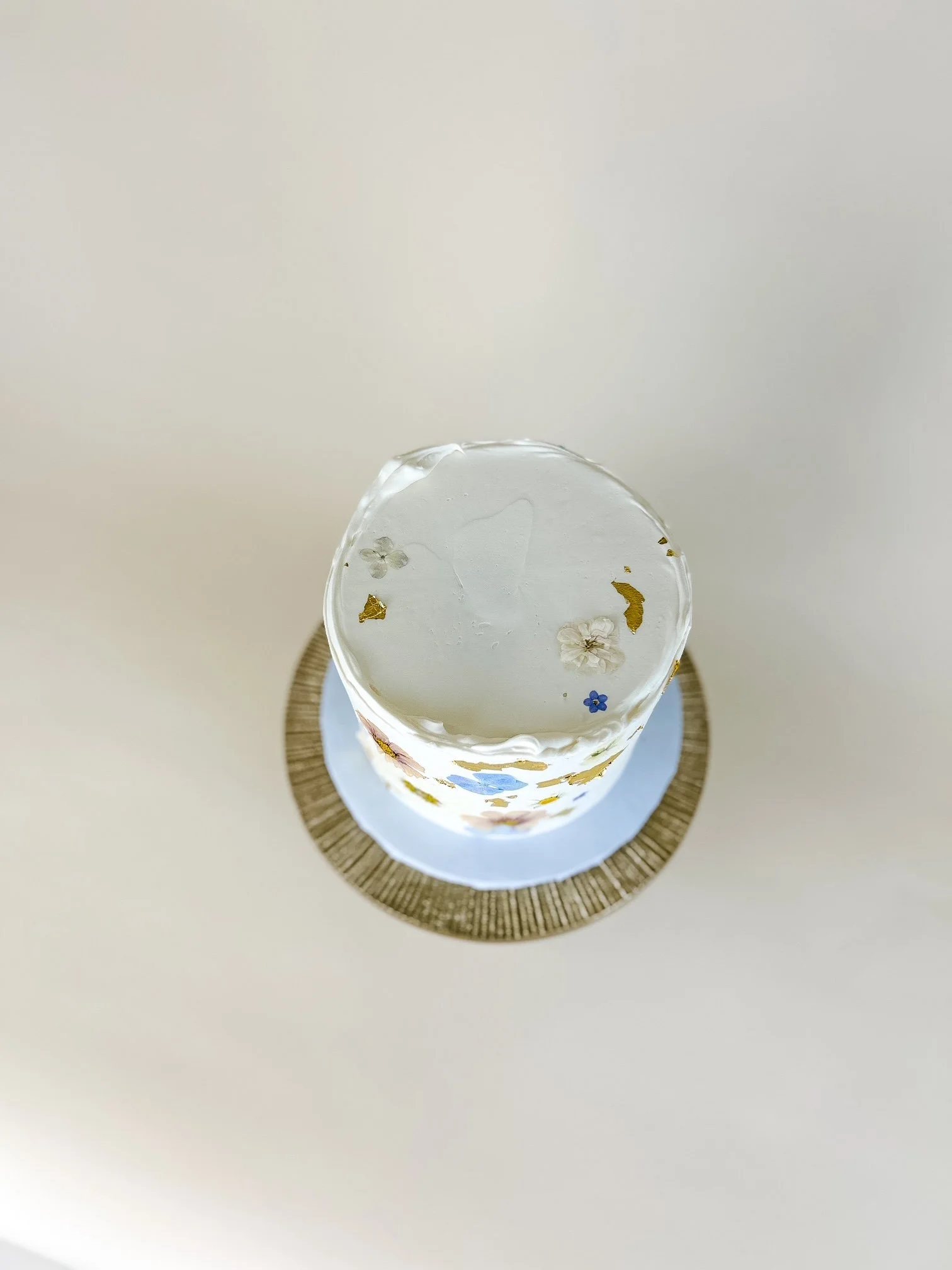 top of pressed flower cake