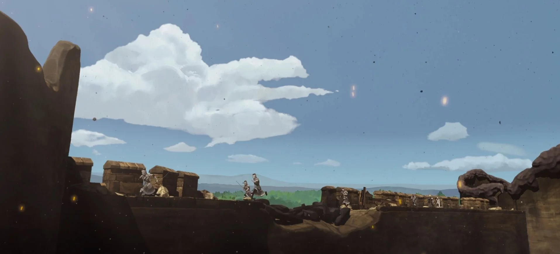 Modeled the ruined wall