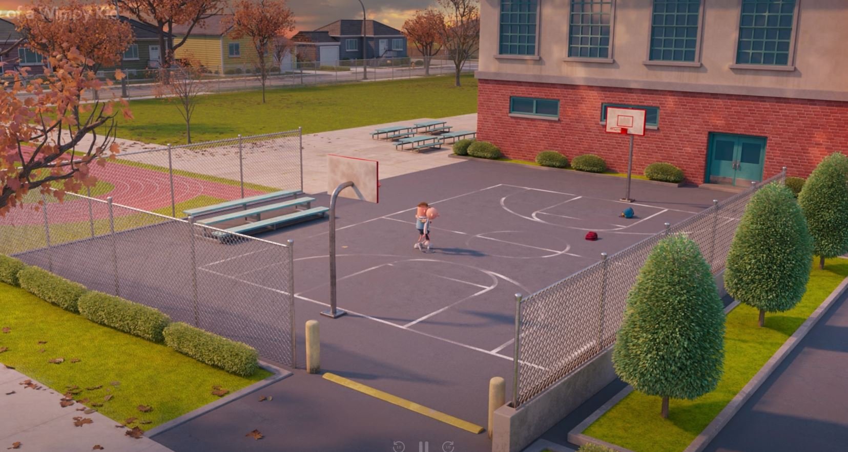 Modeled entire school exterior + set dressed the neighborhood 