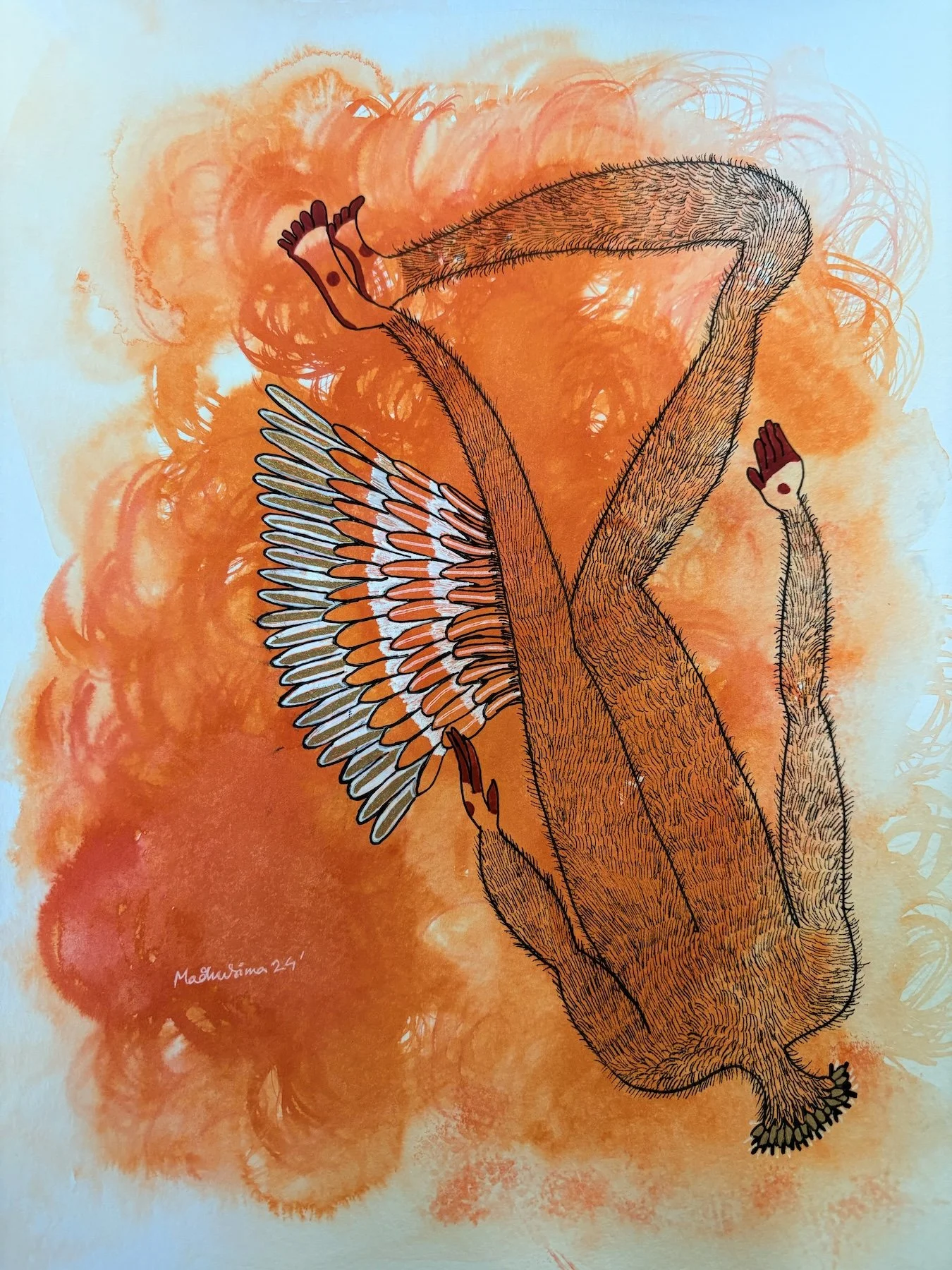 "Cosmic Space," 2025, ink and watercolor on cold pressed paper, 9 x 12 inches