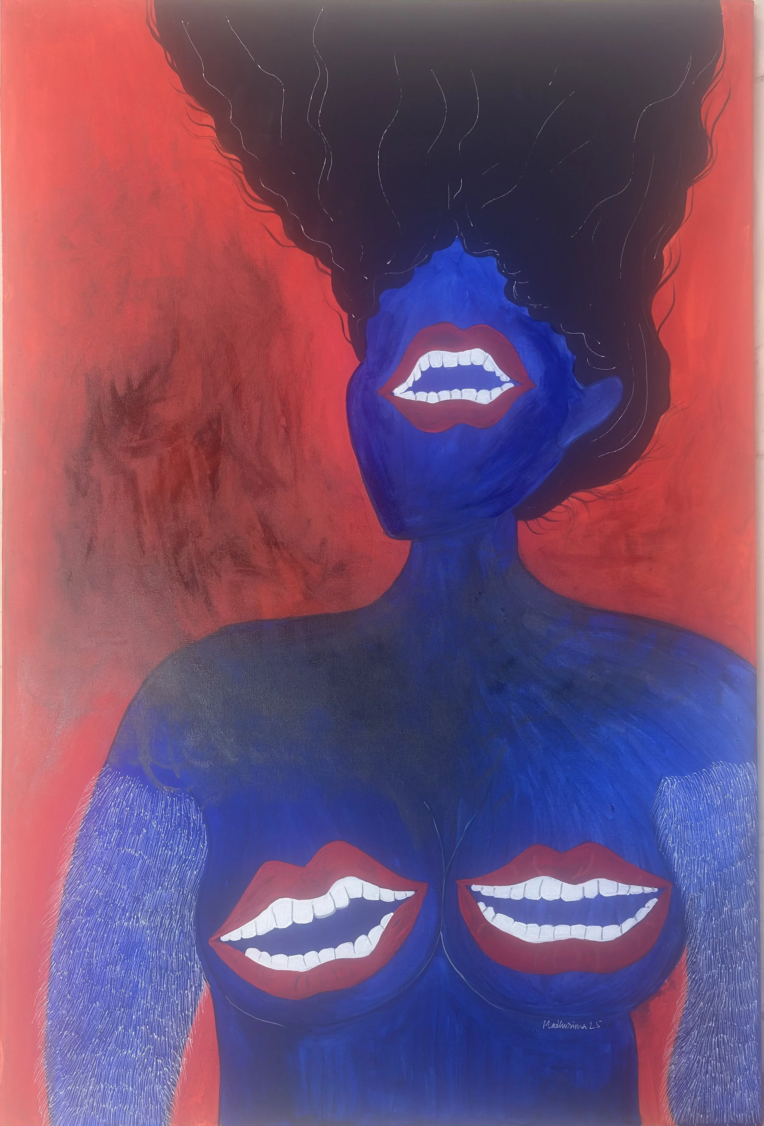 "Gaze," 2025, ink and acrylic on canvas, 24 x 36 inches