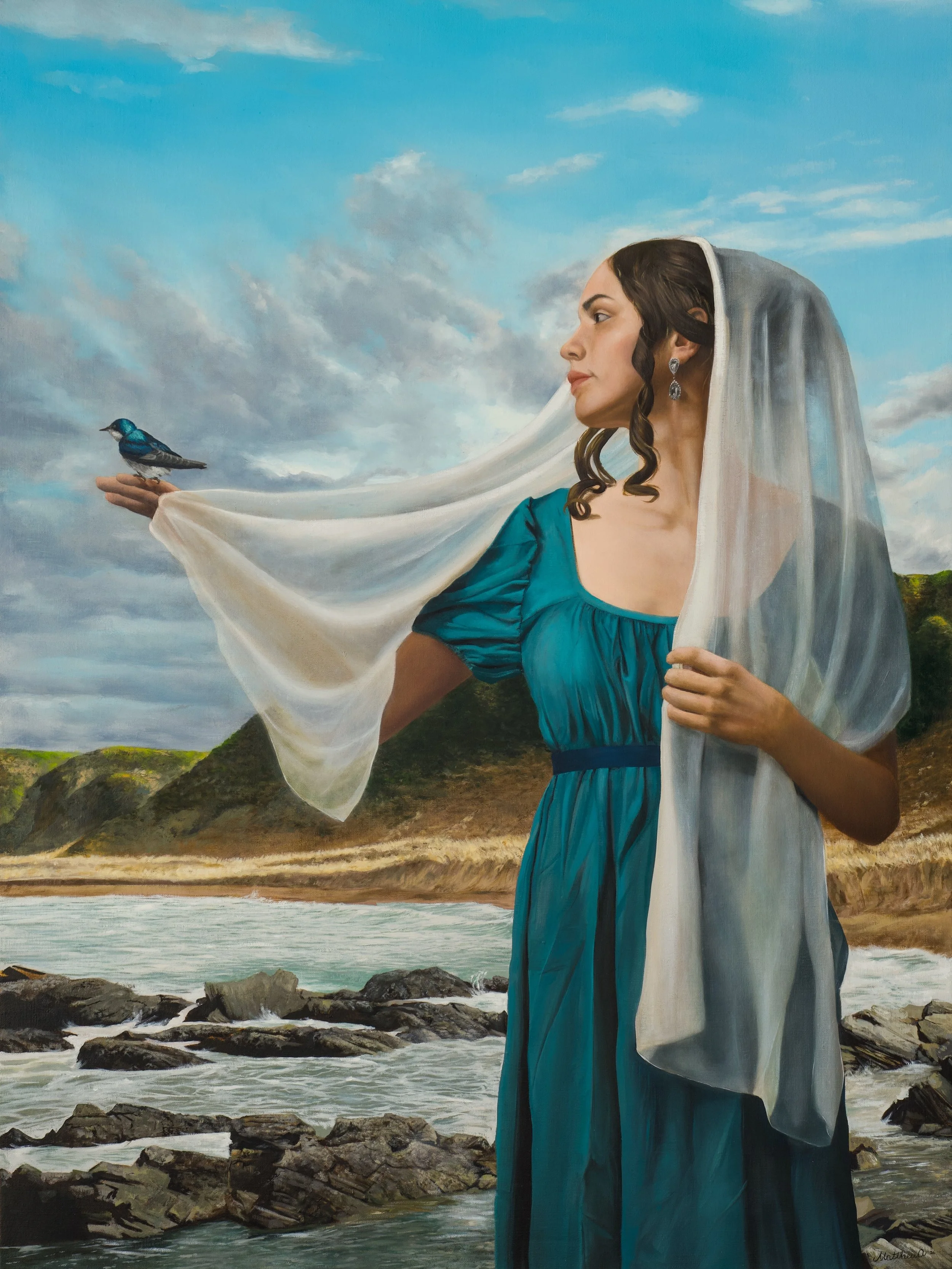 &ldquo;Blue Bird&rdquo;🐦 25x35&rdquo; oil on linen. I&rsquo;m going to try a new small series of landscapes with only animals. 

Took me a while to complete this one had alot of ups and downs. Still excited for next pieces, hopefully can be in galle