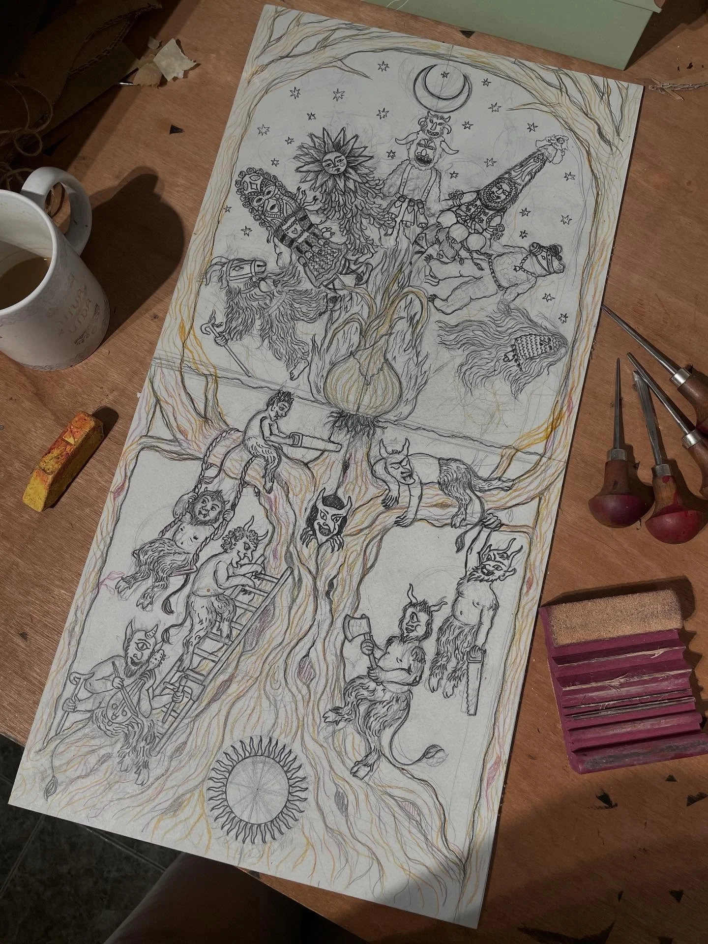 Work
.
.
.
#linocut #printmaking #pagan #ritual #folklore