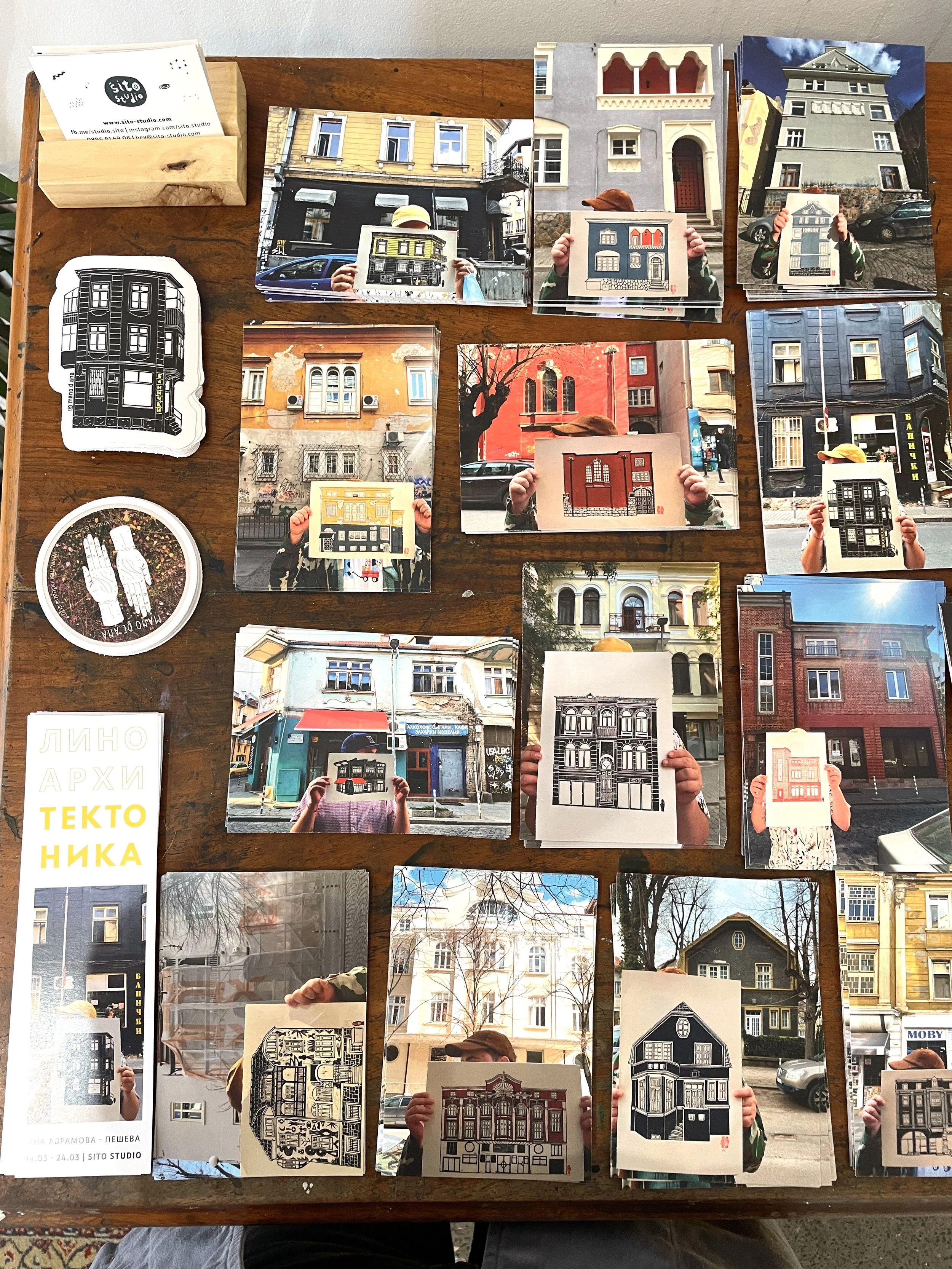 The amazing wooden cupboard in Sito Studio which I used to arrange all of the postcards and other printed materials for the exhibition. 