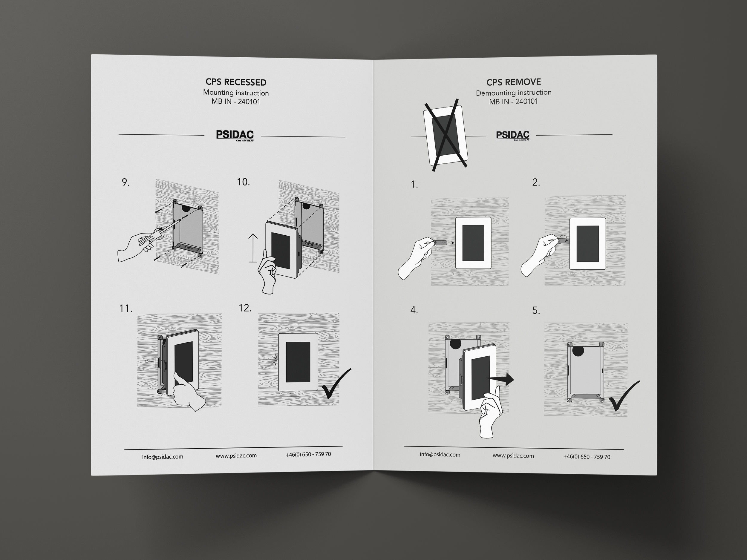 "Recessed" steg 9-12 och borttagning