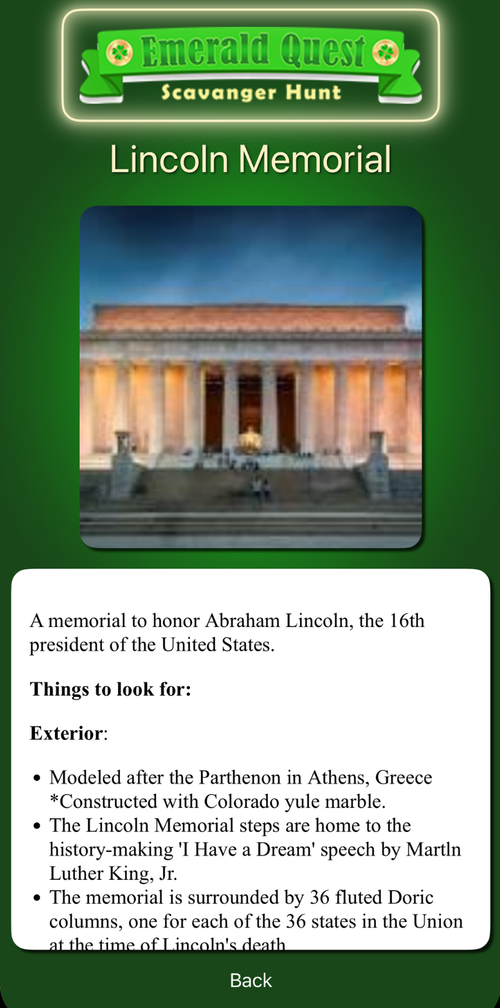 Attraction information screen