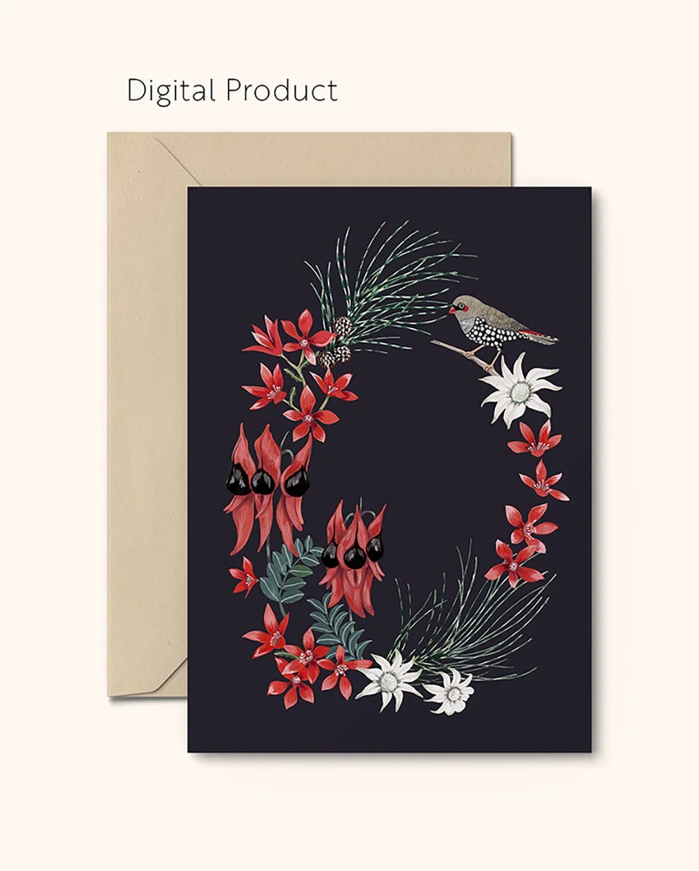 3 x Digital/ Printable Christmas Cards, featuring Australian birds and flowers. Instant download. — Eloise Short Design 3-x-digital-printable-christmas-cards-featuring-australian-birds-and-flowers-instant-download-eloise-short-design