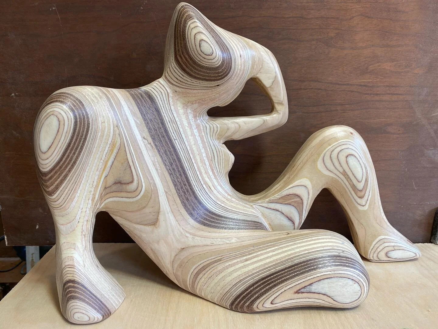 Plywood Sculpture and Birch Wood Blue