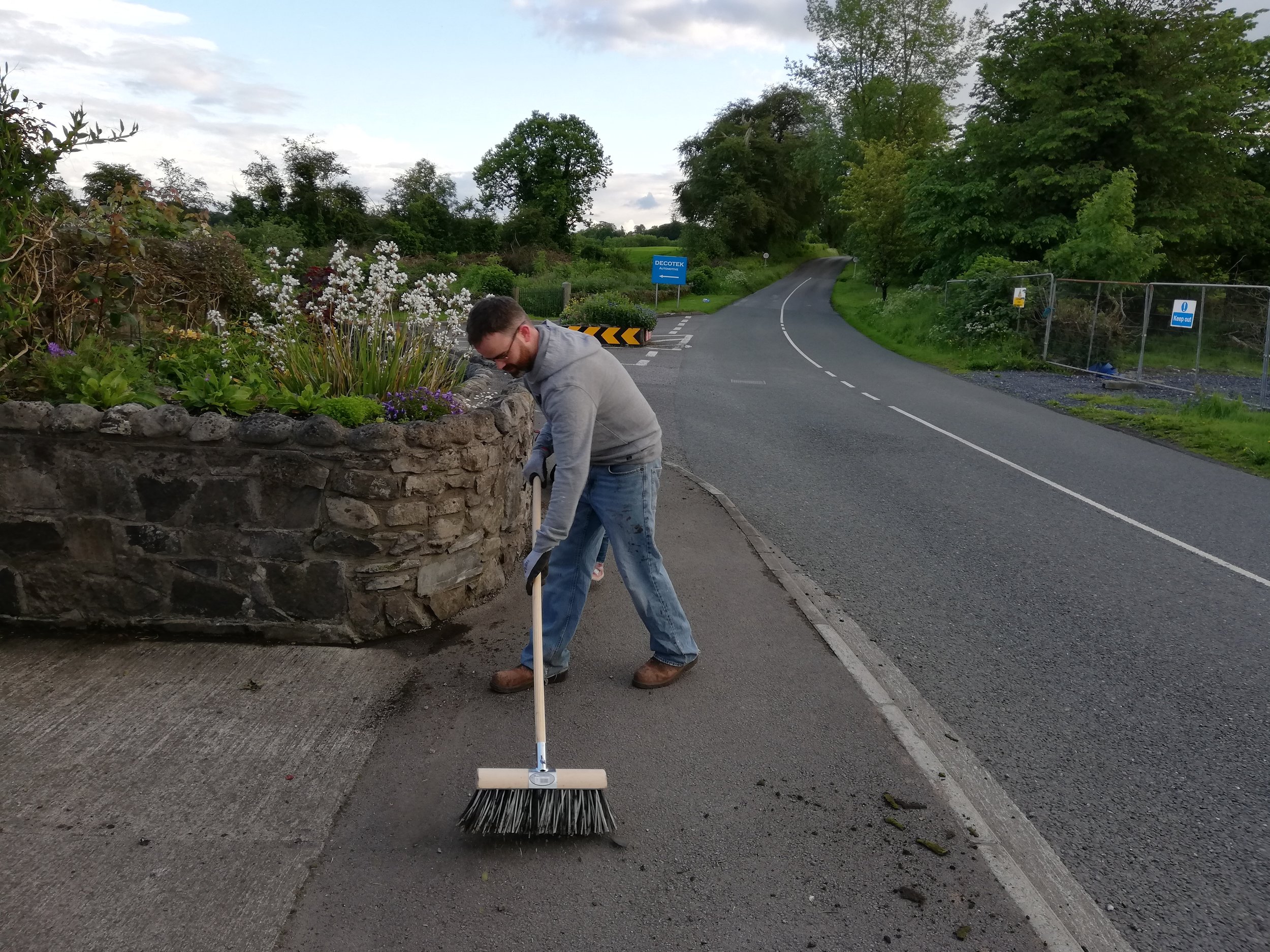 Sweeping the path on the Mullingar Road
