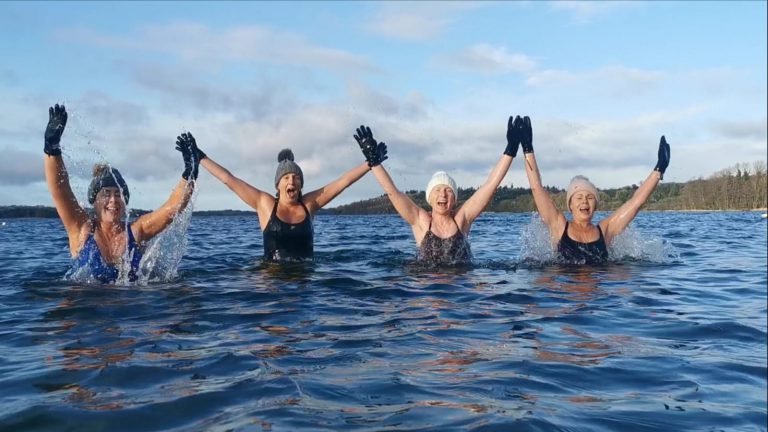 Claire, Denise, Olive and Theresa at Dip for Laura Lynn on 20th Dec in Lough Lene