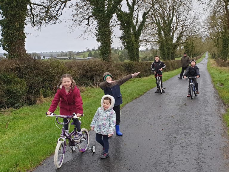 O’Rourke family walking and cycling together for Westmeath Camogie