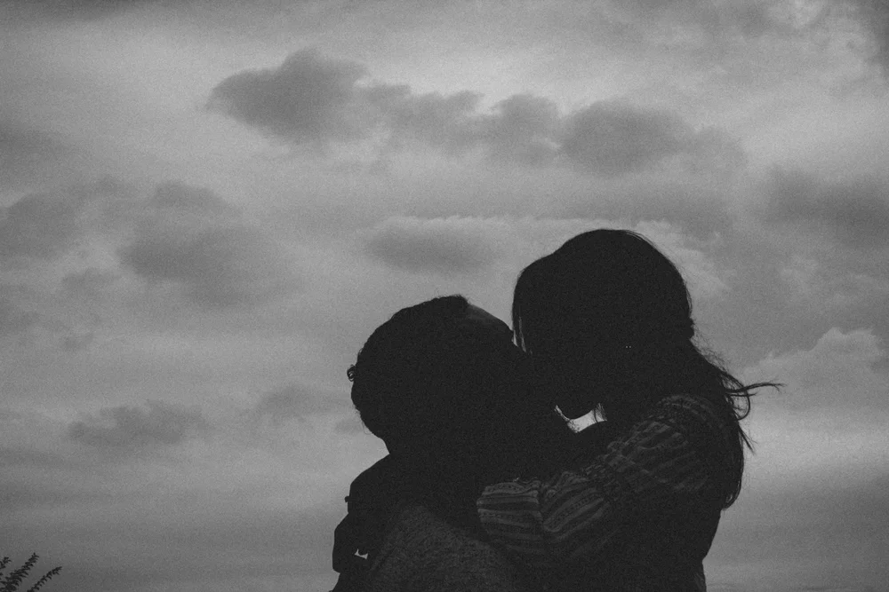 A couple embracing
